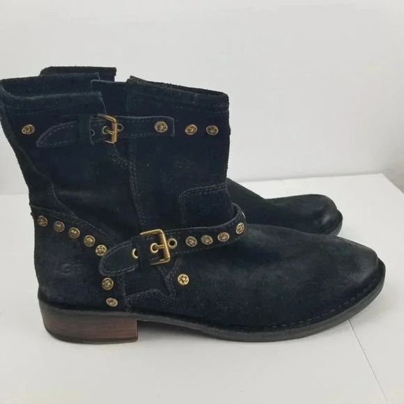 UGG Australia Fabrizia Moto Studded Women's Black Biker Boot Sz 11 - Picture 1 of 13